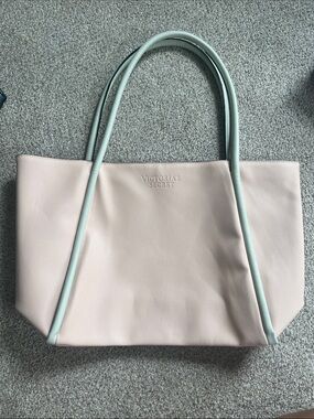 Victoria's Secret Blush Pink Tote with Gray Handles